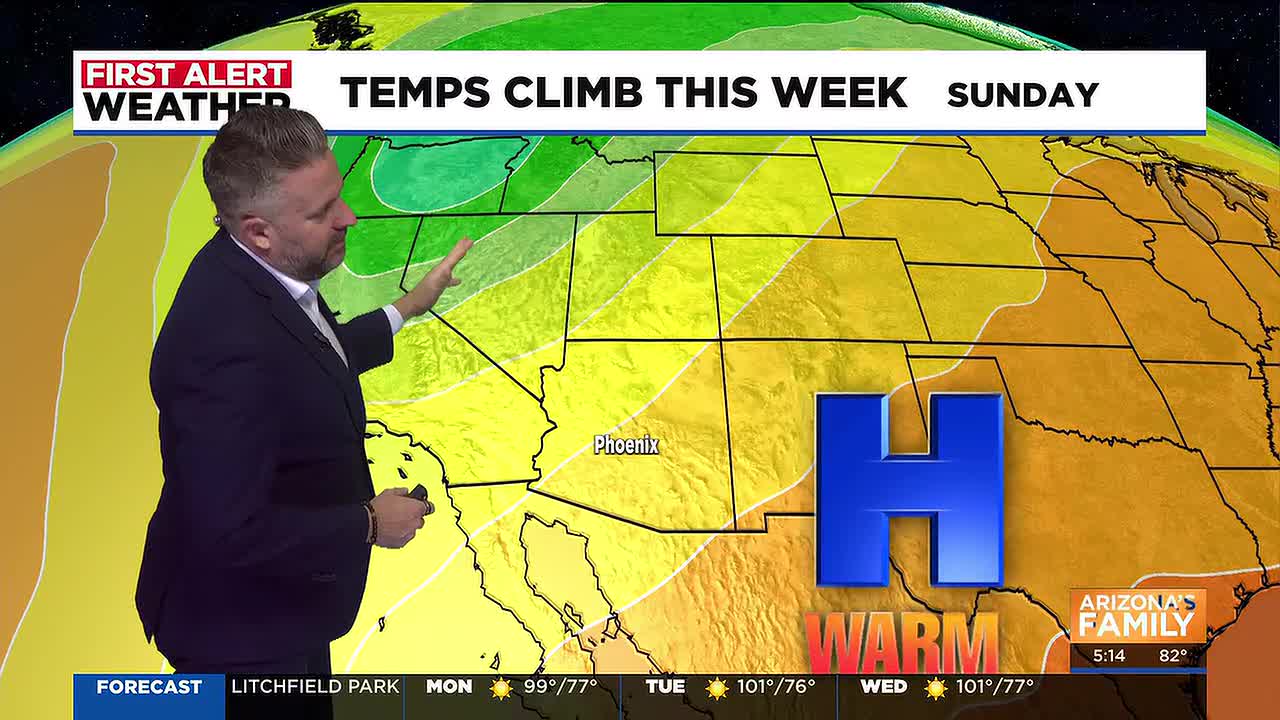 Sunny weather expected across Arizona with winds easing
