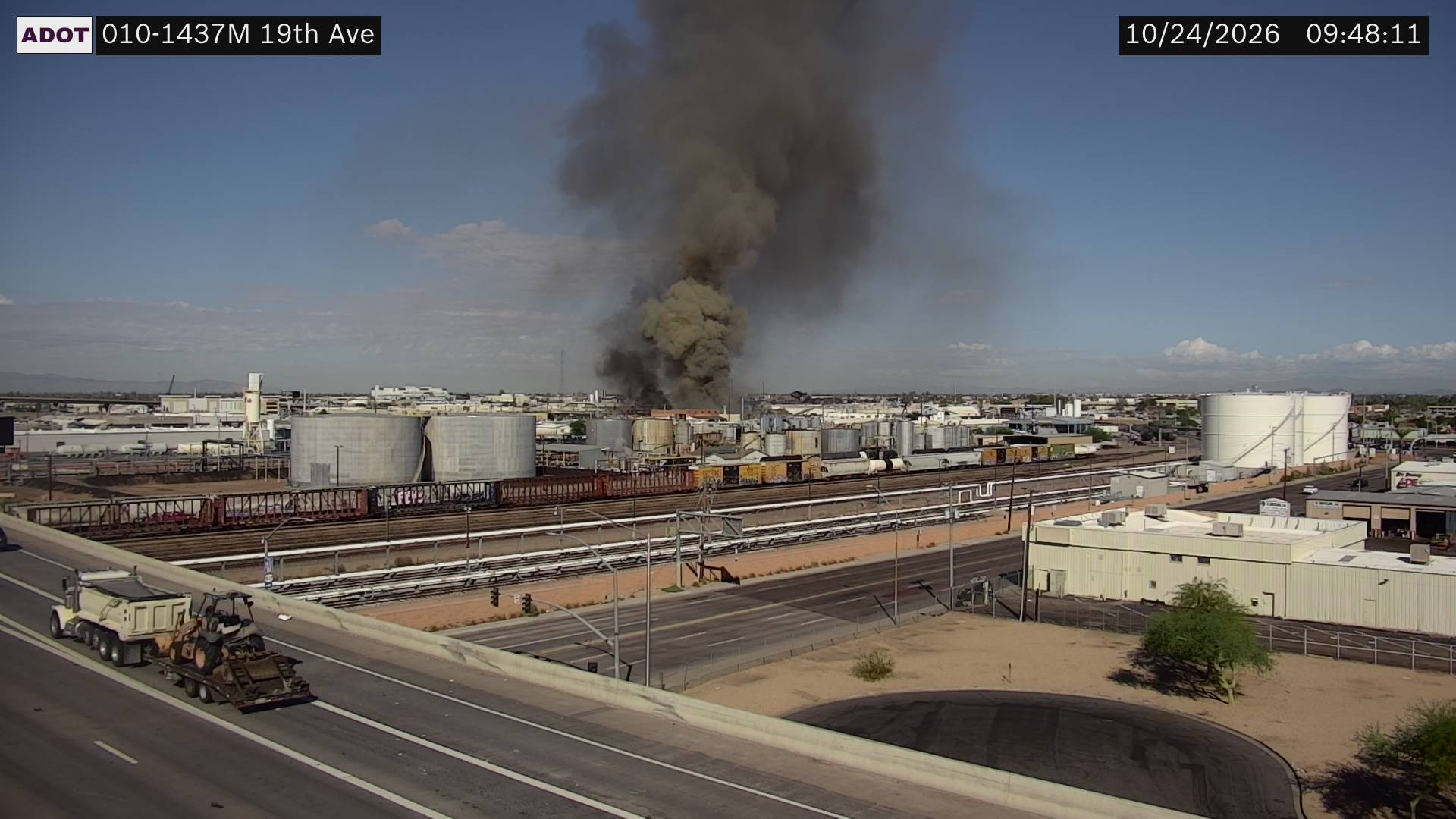 Large Fire at Central Phoenix Recycling Center Sends Up Smoke Plume