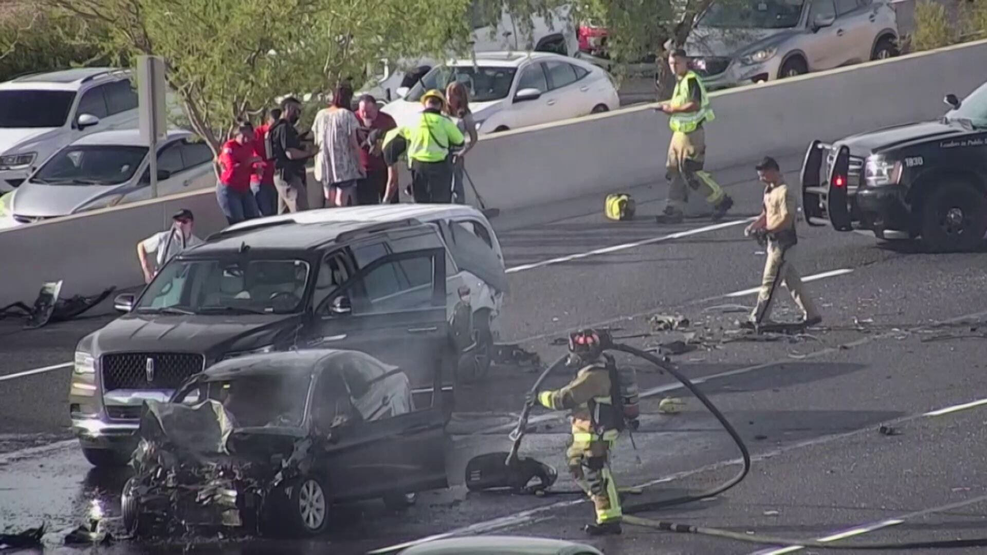 Crash and Fire Disrupt Traffic on Loop 202 Santan Freeway