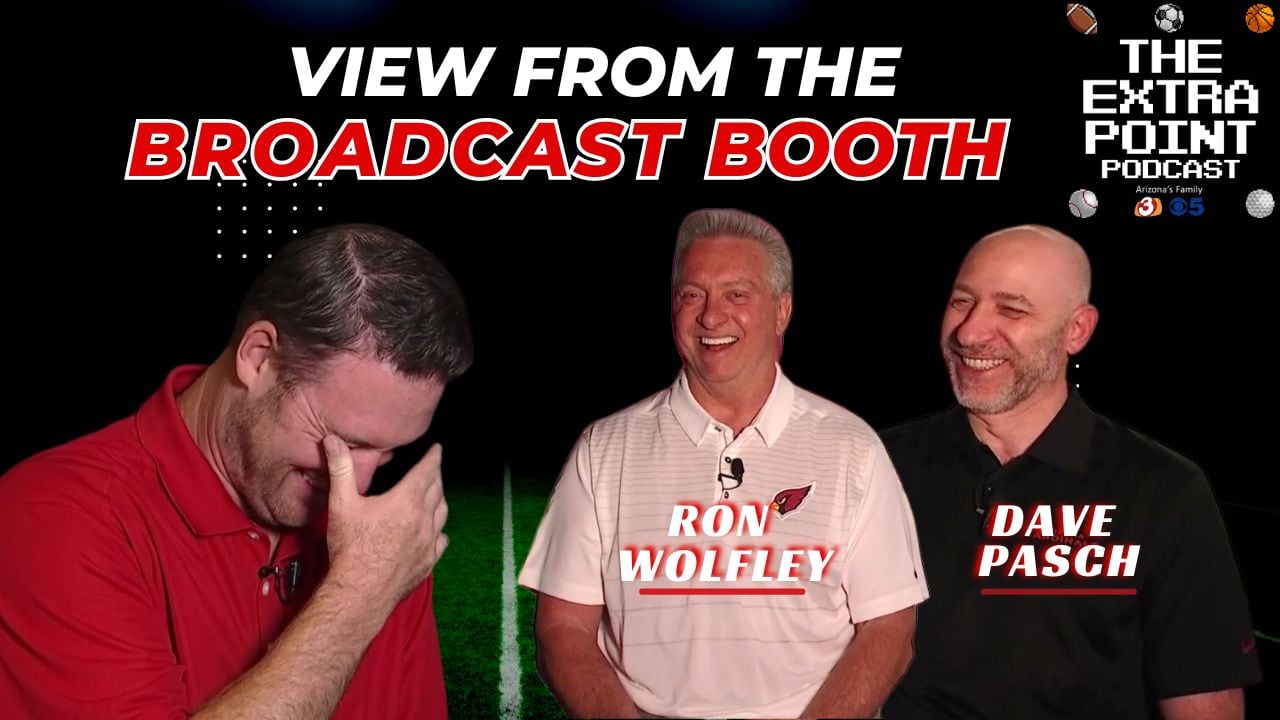 Left to right, Mark McClune, Ron Wolfley, and Dave Pasch. Top of the picture says "View from...