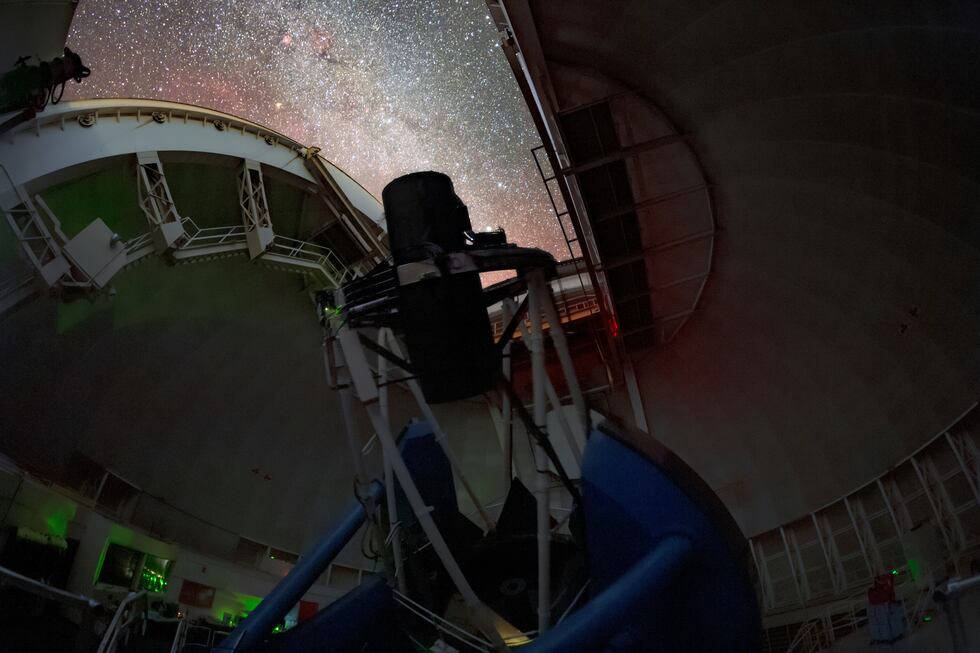 The Dark Energy Spectroscopic Instrument (DESI) making observations in the night sky on the...