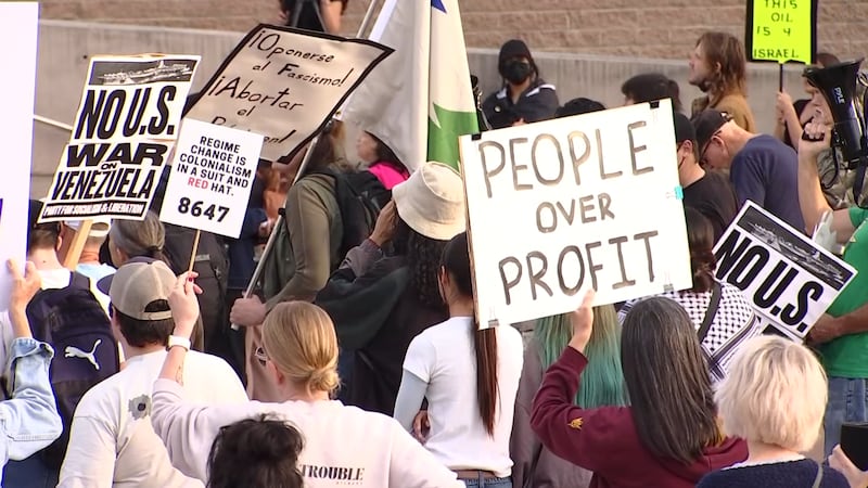 Protestors gathered at the Arizona State Capitol to protest recent strikes in Venezuela on...