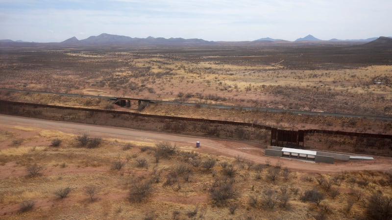 A view along the border Thursday, April 3, 2025, in Douglas, Ariz. (AP Photo/Ross D. Franklin)