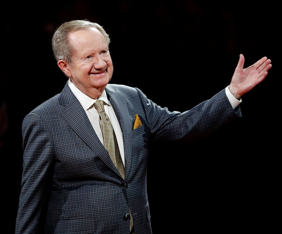 Phoenix Suns announcer Al McCoy acknowledges the crowd during his ring of honor induction...