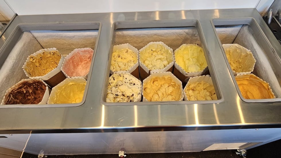 The main flavors at Skoop are strawberry, cookies and cream, peanut butter chocolate, caramel...
