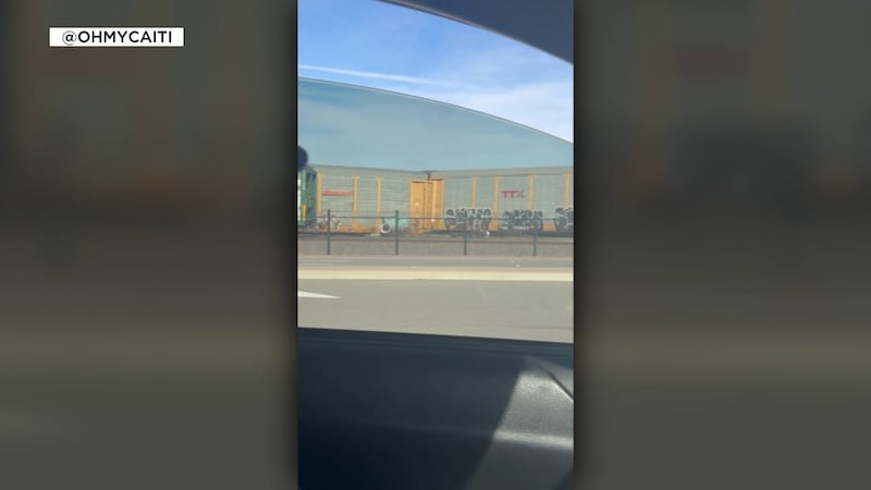 Caitlin Gregory began recording and captured the moments when the rail cars popped off the...