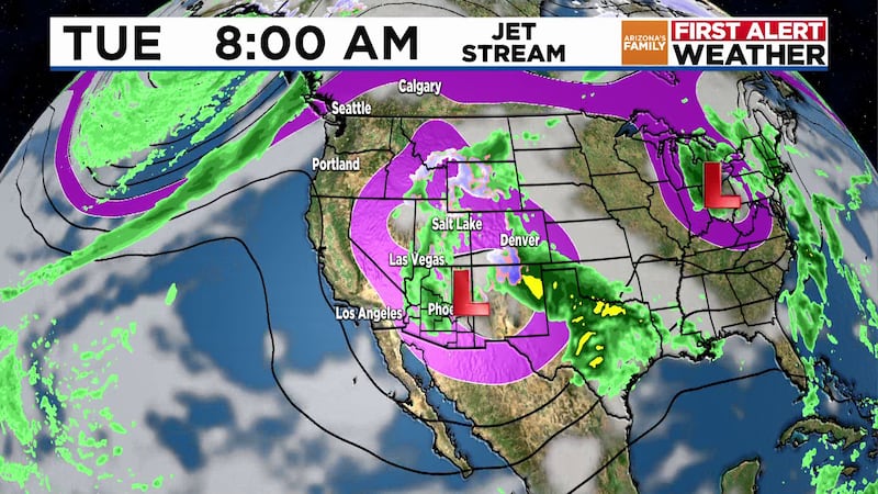 We will see some wrap-around moisture on the back side of the low Tuesday morning.