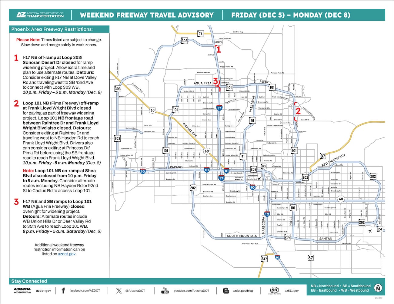 Freeway ramp closures to impact weekend travel in north Phoenix, Scottsdale
