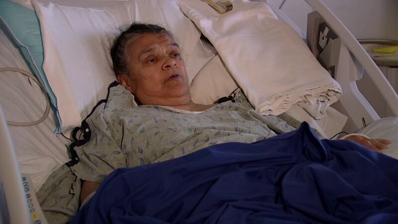 Emilia Alcala, 69, suffered two broken arms, a broken finger and an assortment of cuts and...