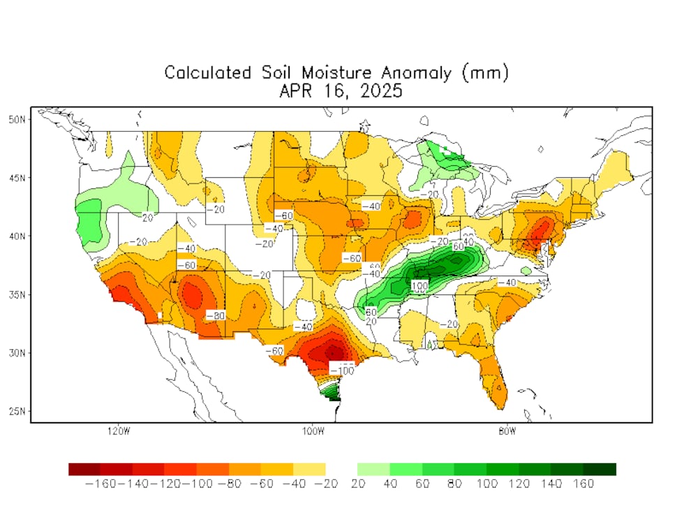 Soil Moisture Compared to Normal