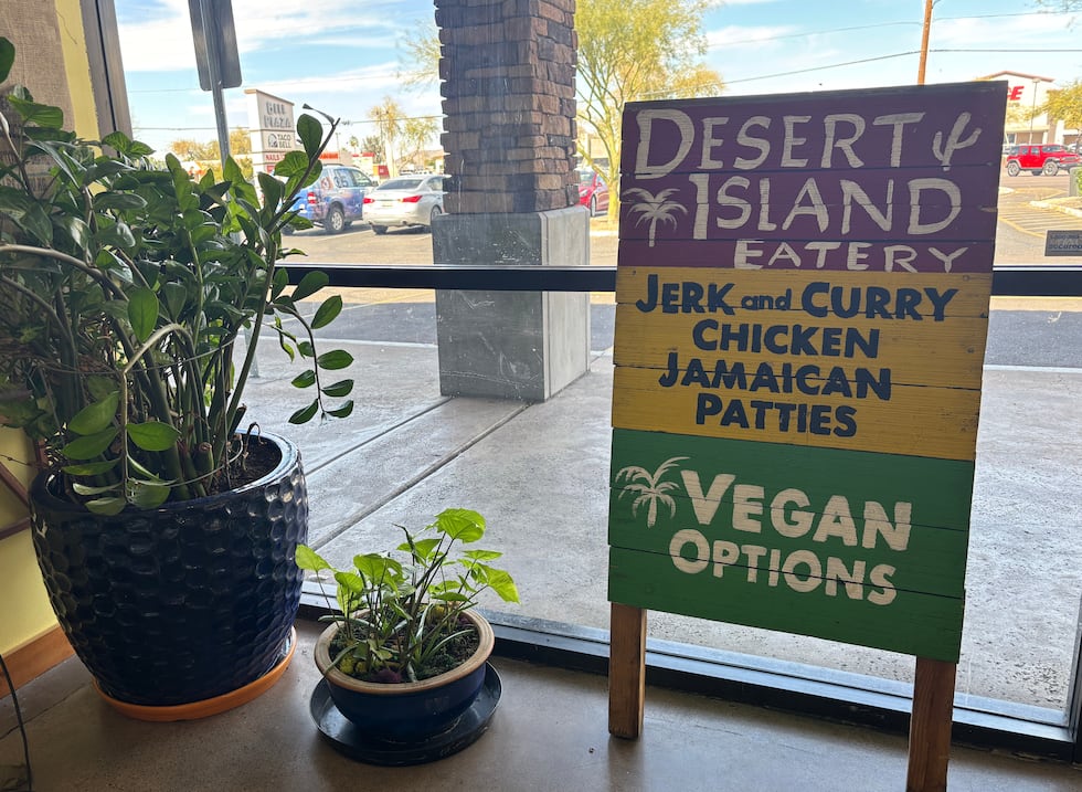 Desert Island Eatery serves Caribbean food Wednesdays-Sundays near 43rd avenue and Bell Road...