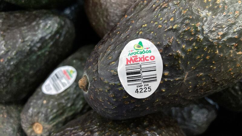 FILE - Avocados from Mexico are for sale at a grocery store in Lyndhurst, New Jersey, Feb. 17,...