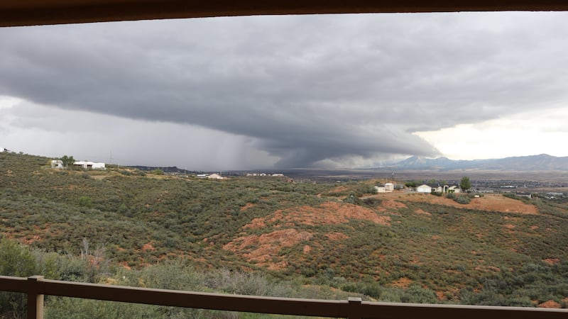 Looming clouds began swirling in Prescott Valley amid a tornado warning Wednesday morning.