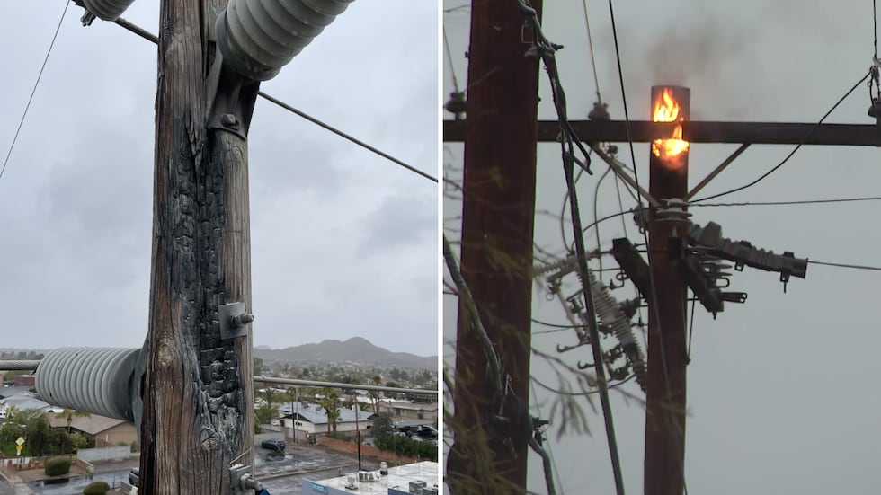 Several power poles across the Phoenix area caught on fire Friday morning.