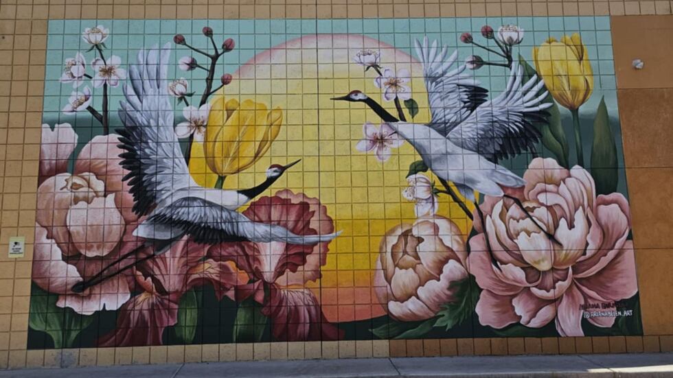 Across the street is the Take Flight mural created by Ariana Enriquez.