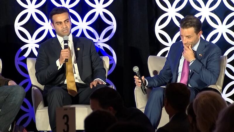 Abe Hamadeh speaking at a panel discussion on issues that took place at the Arizona Biltmore.