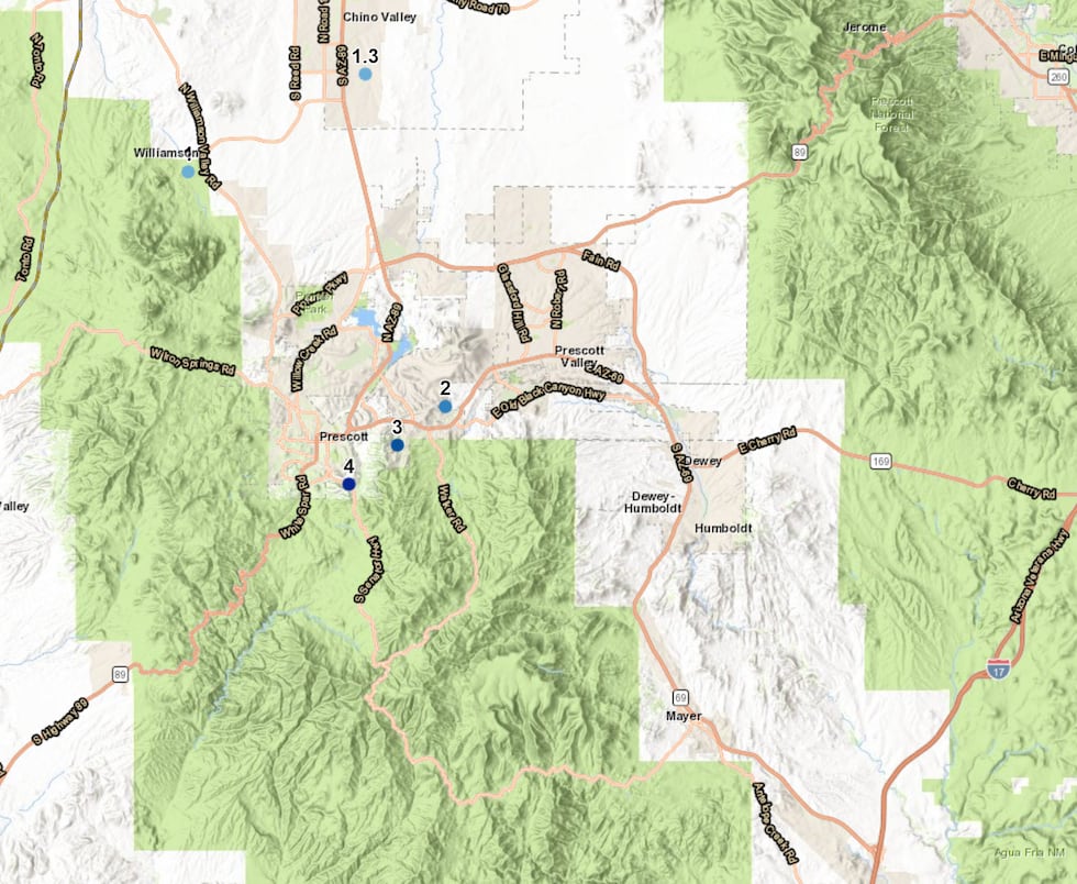 Prescott Thursday snow totals