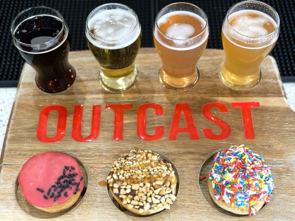 The Doughnut flights come with your choice of four draft beers or mimosas along with any three...
