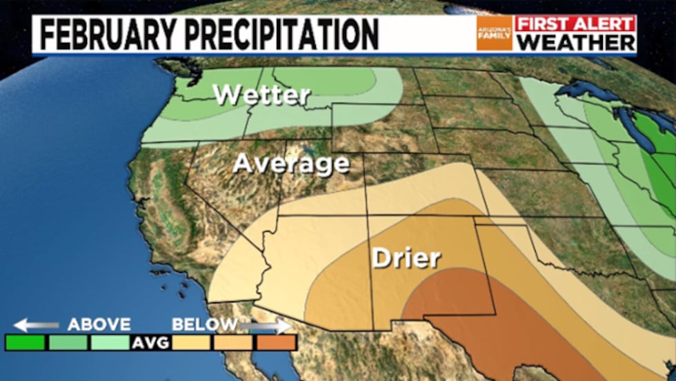 Data from the Climate Prediction Center shows that most of the southwest, including Arizona,...