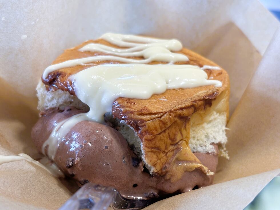 The gelato slider is a scoop of gelato sandwiched in a Hawaiian roll and hot pressed. It's...
