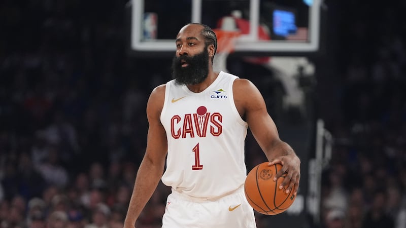 FILE - Cleveland Cavaliers' James Harden during the first half of Game 2 in the Eastern...