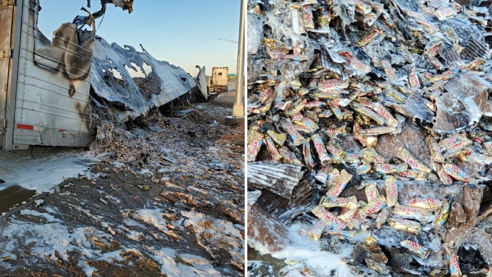 Photos sent to Arizona’s Family from DPS show the melted town Twix bars and charred car...