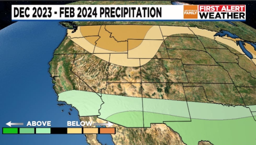 Most of Arizona could see above-average rain and snow during the winter.