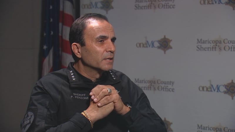 Maricopa County Sheriff Paul Penzone sitting in an interview with Nicole Crites of Arizona's...