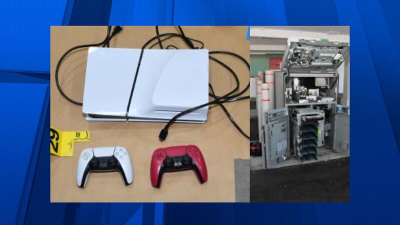 Tempe police shared photos of the gaming console left behind in a getaway vehicle and the ATM...