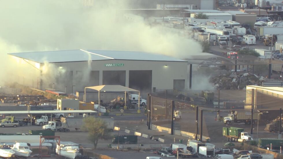 Firefighters battle large debris fire in north Phoenix.