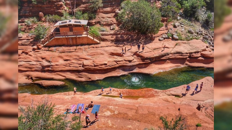 The Slide Rock parking lot hits capacity about an hour or two after opening.