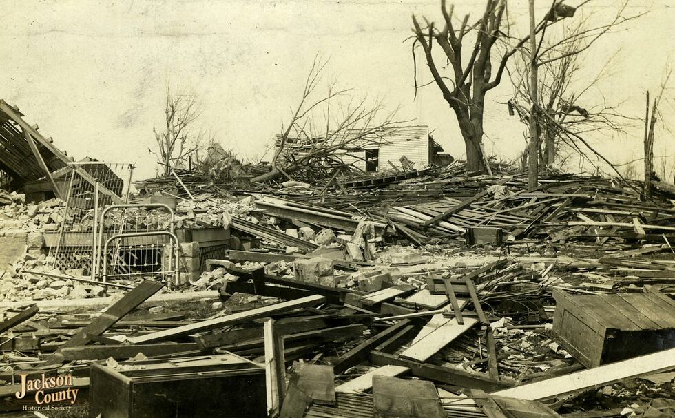 This photo provided by the Jackson County (Ill.) Historical Society shows the northeast...