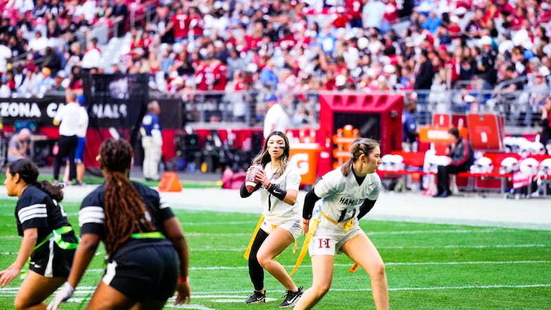 Girls flag football halftime during the 2022 regular season game between the Arizona Cardinals...