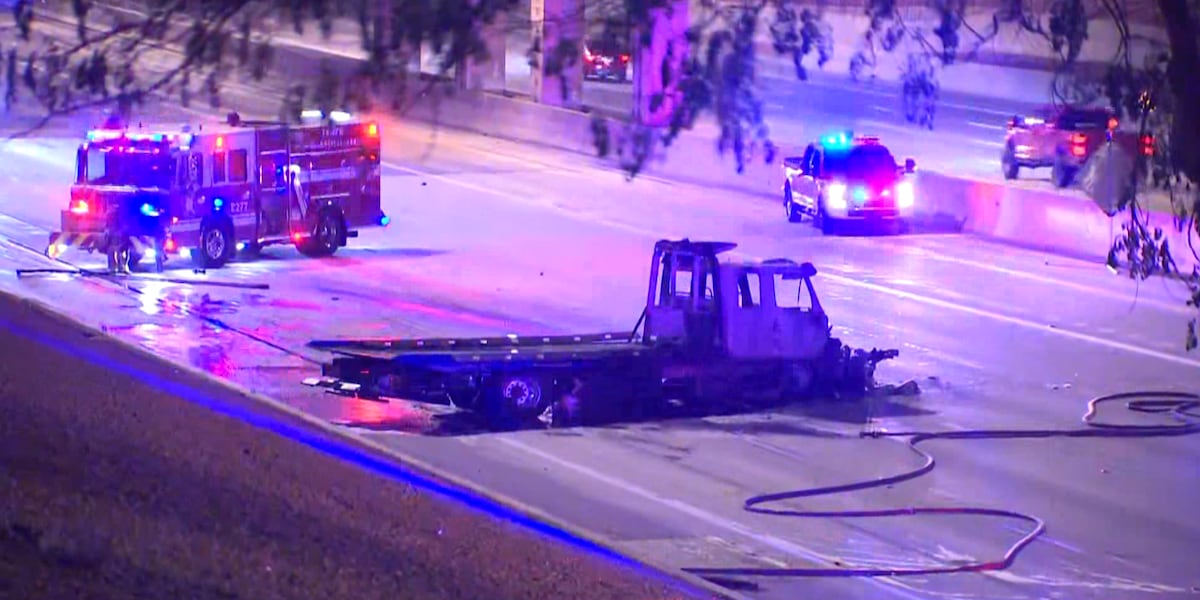Man dead after tow truck erupts into flames on Loop 101 in Chandler