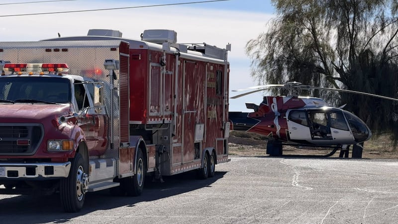 First responders worked to rescue a man from a chemical mixer in Yuma on Sunday morning.