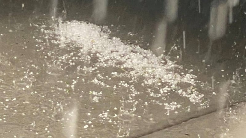 Hail and graupel was reported around the Valley early Thursday afternoon. Photo taken in area...