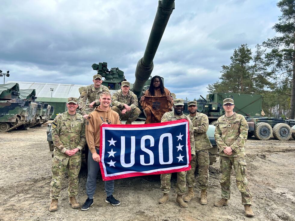 Arizona Cardinals' tight end Trey McBride visited Poland on an NFL-USO tour in March.