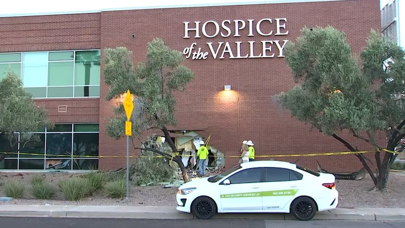 A suspected impaired driver is hospitalized after crashing into a Hospice of the Valley...