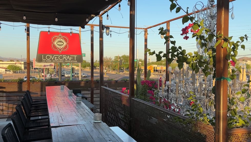 The Lovecraft patio is a great spot for watching the sunset in North Phoenix