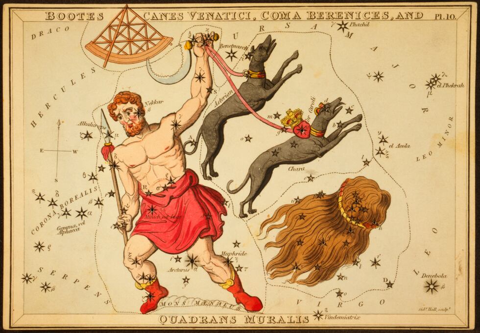This 1825 etching provided by the Library of Congress shows an astronomical chart depicting...
