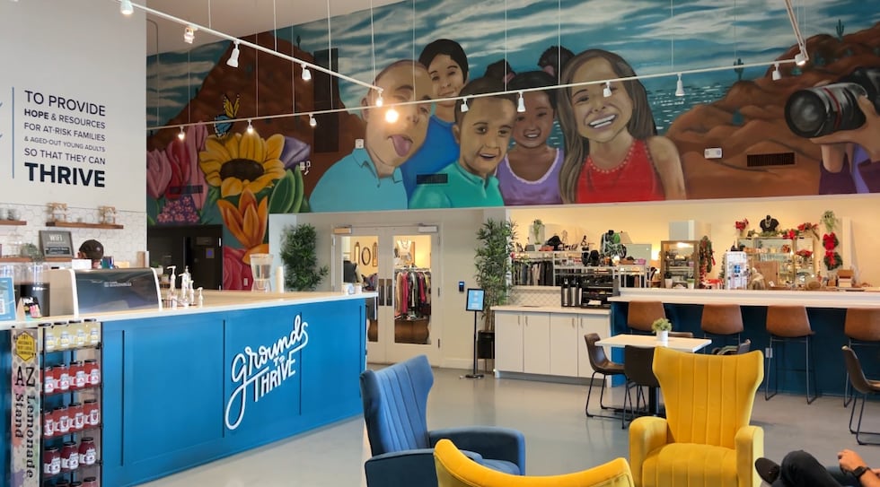 Grounds to Thrive coffee shop is located inside Thrift to Thrive near 7th street and Camelback...