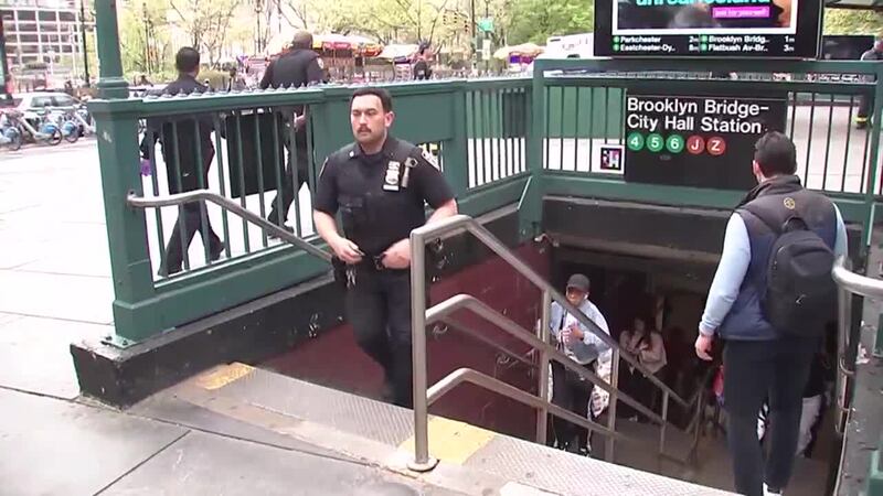 Video from the scene shows police responding to a reported stabbing on a New York City subway.