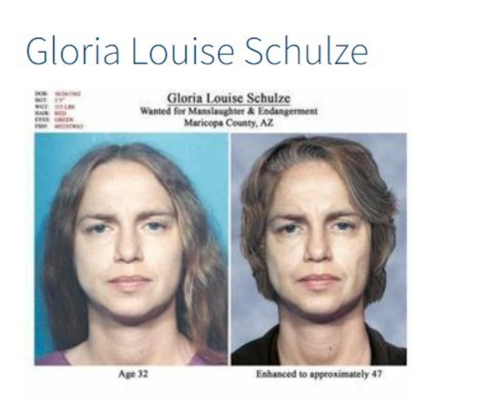 An age-progressed photo was generated by authorities in Arizona after Schulze fled.