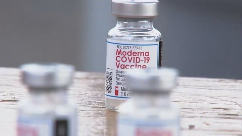 Moderna COVID-19 vial before injection.