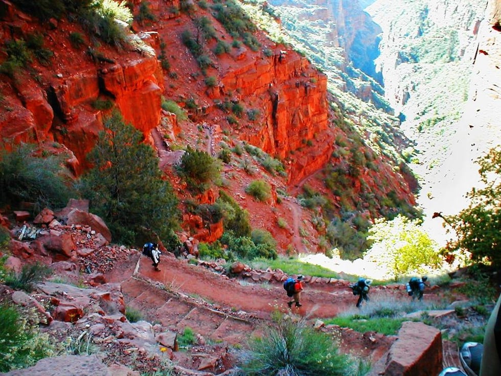 Along the Kaibab Plateau-North Rim Parkway in Arizona - Hikers enjoy the shade along the...