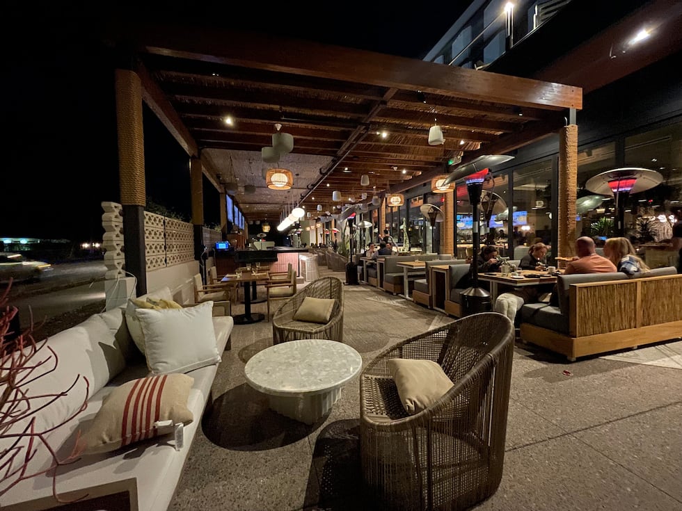 The outdoor patio and bar at Cala at the Senna House Hotel in Scottsdale, Arizona.