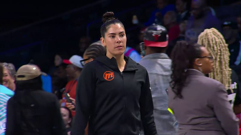Phoenix Mercury guard Kelsey Plum prepares to warm up before her home debut with the team.