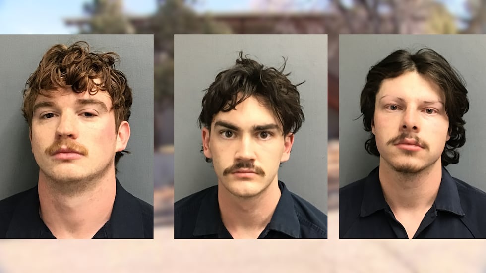 Police say Carter Eslick (left), Ryan Creech (center) and Riley Cass(right), are all facing...