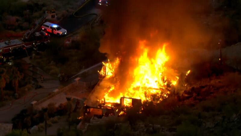 Fire burns on April 9, 2025 in Paradise Valley, AZ.