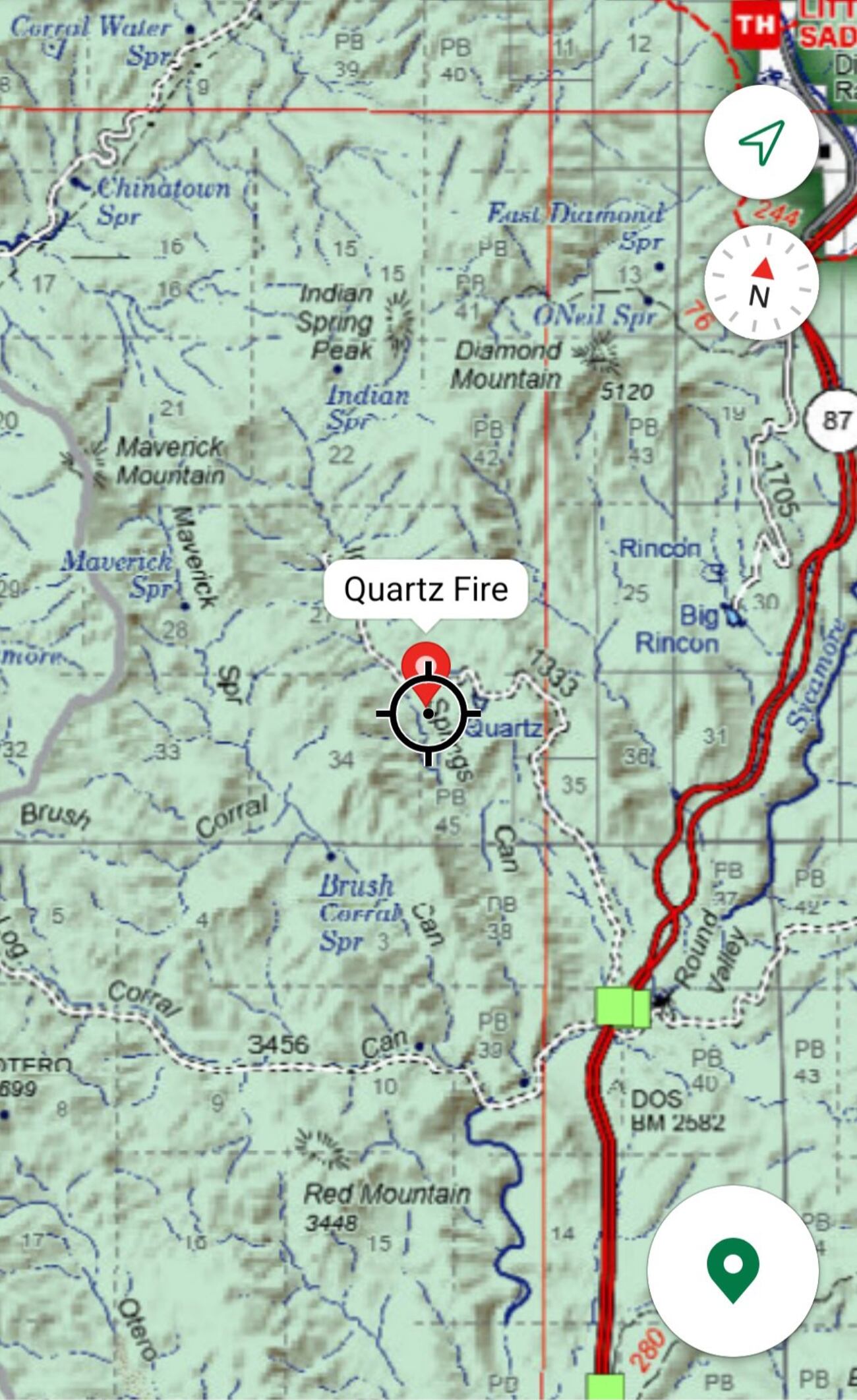 Quartz Ridge Fire Map Crews battle lightning-caused Quartz Fire west of SR-87